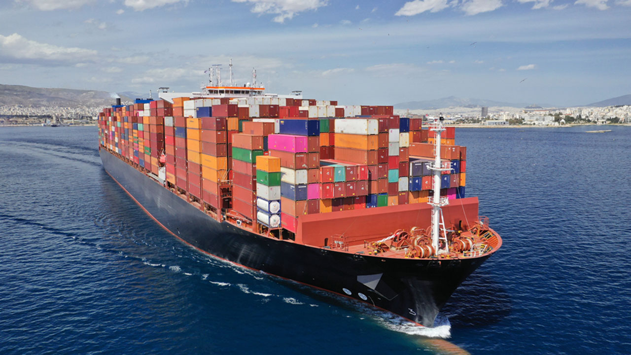 A Ship with Shipping Containers Full of Goods